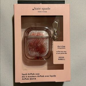 Kate Spade Silver, Red & Black Glitter AirPods Protective Cases with Clip NWT
